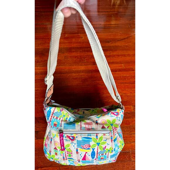 Lily Bloom Colorful Pink Green Crossbody Purse Shoulder Bag - Picture 1 of 6